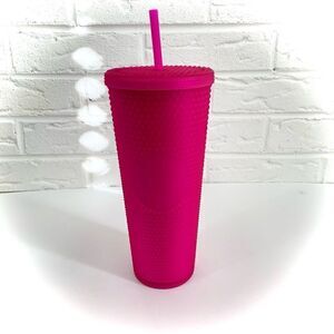 Starbucks Halloween 2021 Neon Matte Pink Jelly Studded Straw Tumbler